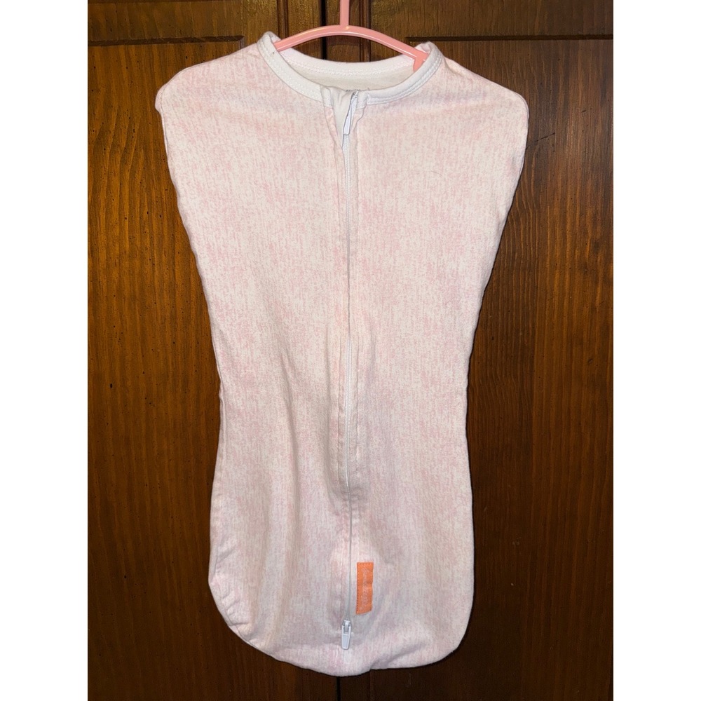 SwaddleMe Pod Pink Heathered Zip Up Baby Swaddle Wrap Size SM/MED Cotton Blend